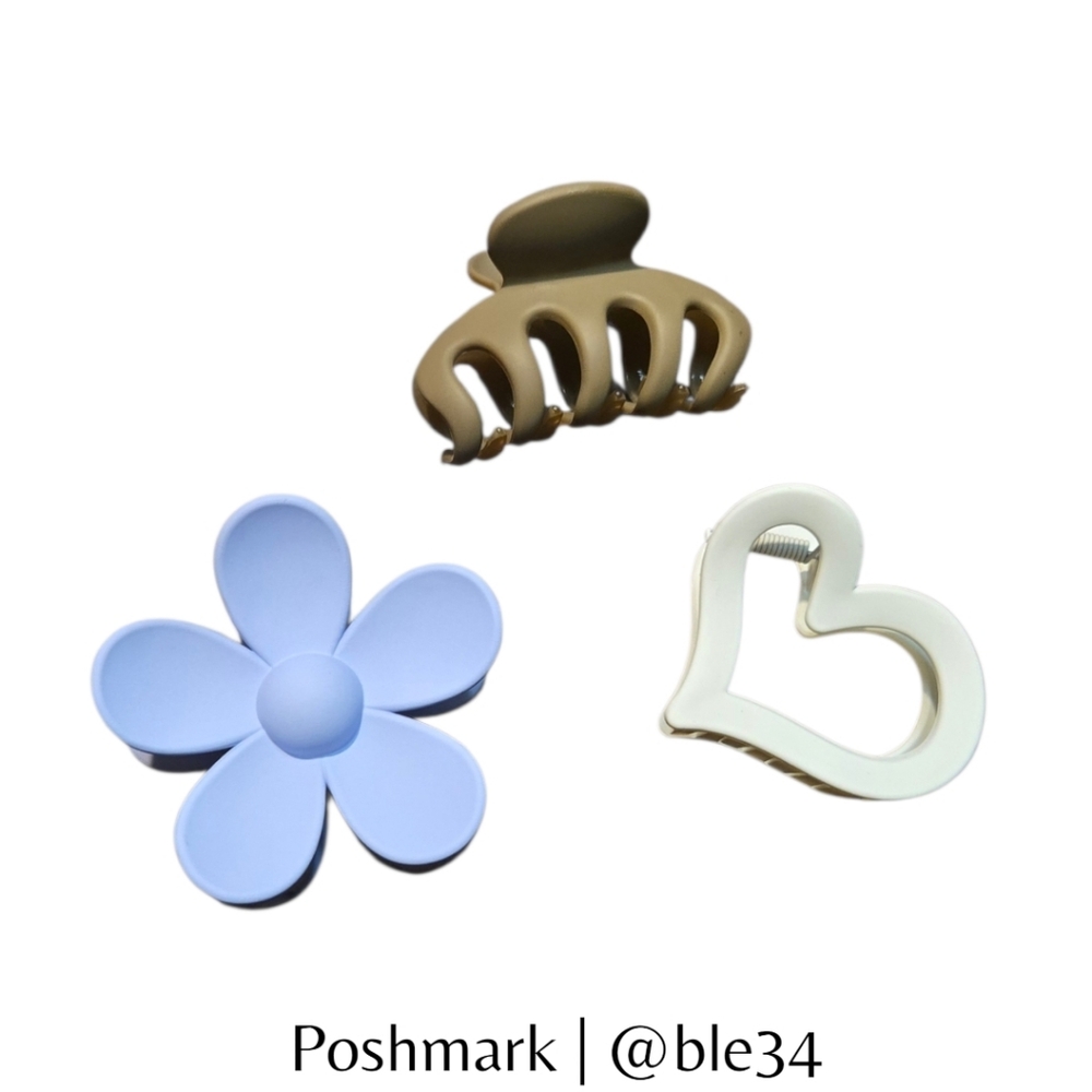 *SALE* Set of 3 Hair Clips - Flower, Heart & Claw Clip